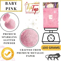 Sparkling Glitter Powder (100 Grams) (Premium Shimmer) (Fine Baby Pink) image 1