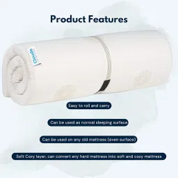 CLOUDE Memory Foam 2 Inch Single Size Soft Orthopedic Mattress Topper (75x48x2, White) image 2