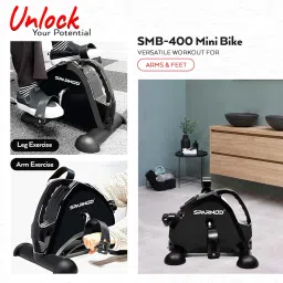 Sparnod Fitness SMB-400 Mini Bike Your Workout Solution for Arms & Feet for Home and Office: Portable Under Desk Pedal Exerciser with Adjustable Resistance & LCD Monitor image 1