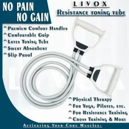 LIVOX Gym Equipment Set for Home Workout Combo Men Women Exercise Gym Kit – Includes Item (Tummy Trimmer, Pushup Stand, Resistance Tube Band, Skipping Rope and Hand Gripper) image 2