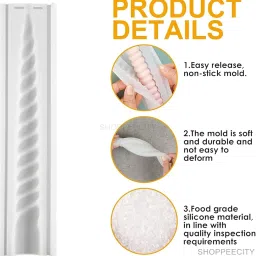 Shoppeecity Candle Stick Mold I 3D Spiral Long Cylinder Silicone Epoxy Mould I Tall Taper Cylindrical Candle Mold Pillar | for DIY Handmade Ornament, Cake Décor, Aromatherapy, Soap, Soy Wax, Resin Art Craft Making, Home Decoration (A) image 2