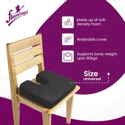Flamingo Orthopedic Coccyx Pillow Tailbone Seat Cushion | Non-Slip High Density Memory Foam to Relieve Sciatica, Lumbar Back Pain Relief from Tailbone, Sciatica & Lower Back Chairs & car Seats | Soft image 1