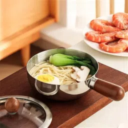 ATHA Stainless Steel Mini Saucepa | Butter Melting Boiling Pot Hot Oil Pan | Multi-Purpose Sauce-Pan Mini Milk Warmer with Wooden Handle for Induction Gas Stove Heating (1 Psc_Silver) image 4