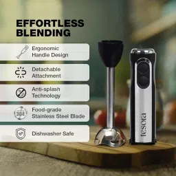 [NEWLY LAUNCHED] Tesora Hand Blender with 2 Speed Modes | Food Grade Stainless Steel Blades | Dishwasher Safe | Anti Splash, Low Vibration & Low Noise | 2 Years Warranty by Tesora, 600W, 230V, Black image 3