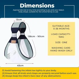 Safe-O-Kid® Baby Sling Carrier – BPA Free, Adjustable Soft Cotton Baby Wrap for Newborns & Infants, Comfortable - Grey image 4