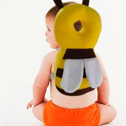 Baby Head Guard Safety Protector Cushion Plush Soft Toy Early Learning Toy Crawling Walking Running Toddler Fall Protection Baby Protector Child Adjustable Shoulder Strap Backpack Socks Elbow for Crawling, Anti-Slip Padded Stretchable Elastic Cotton Padded Cap Guard for Crawling Infant Girl Boys Safety Protector Comfortable for Leg and Hand (Black, Yellow Bee and Knee Socks) image 1
