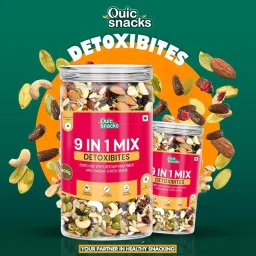 QuicSnacks 9 in 1 Mix Detoxibites Seeds | Nuts and Seed Mixes | Mixed Dry Fruits for Eating | Crunchy and Flavorful Snack | Trail Mix | Rich in Omega-3 | Improve Heart Health and Circulation (400g, 9 in 1 Mix Detoxibites) image 4