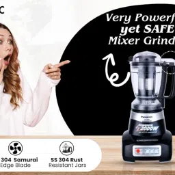 Panasonic MX-AE390 (Black) | Monster 750 Watts Super Mixer Grinder | With 3 Jar (Two 304-SS Stainless Steel & 1 Juicer Extractor Jar) |Warranty 2 Years Product & 5 Years On Motor image 3