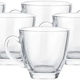 Glass Tea Cup Set of 6 140 mL – Heat-Resistant, Lightweight & Durable | Transparent Chai Cups with Handle for Tea, Coffee, Milk & Beverages | Elegant Home & Kitchen Glassware – Ideal Gift Set image 2