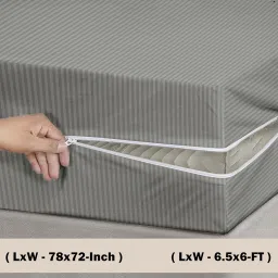 Amazon Brand - Umi Premium Cotton 220TC 78 x 72 x 8 King Size Double Bed Mattress Cover Protector with Zip/Chain|Provides All Around Protection - 1 pc Multicolor (Grey, 78 x 72 x 8) image 1