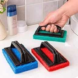 Tile Cleaning Brush with Handle | Heavy-Duty Scrubbing Pad for Floor, Bathroom & Kitchen Cleaning (Design - 16) (Pack of 4) image 2