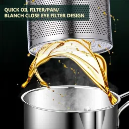 DRAPN Unique 1200 Ml Stainless Steel Deep Fryer Pot With Basket With Long Handle Oil Drip Drainer Rack Suitable For Frying French Fries-Chicken Wings-Pasta Used For Home-Hotel-Retaurant image 5