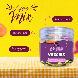 THE NUTS MONK Crispy Veggie Mix: A Wholesome & Crunchy Snack. Perfect for Snacking, Salads, & Toppings. Potato, Carrot, zucchini, Brinjal & More - Naturally Seasoned & Ready-to-Enjoy! - (150gm) image 2