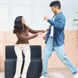 uberlyfe 1 Seater Sofa Cum Bed | Jute Fabric Washable Cover | Dark Grey | 3' X 6' Feet image 2