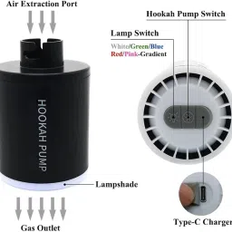 Electric Air Sheesha Pump Kit with 1300 mAh Rechargeable Battery Led Light Mini Portable image 5