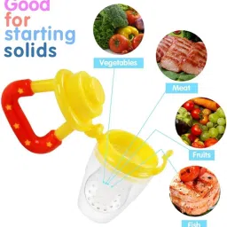 Baby Feeding Product | Combo of Babies Silicone Spoon Food Feeder 190ml & Fruit Nibbler Pack of 2(Yellow) image 3