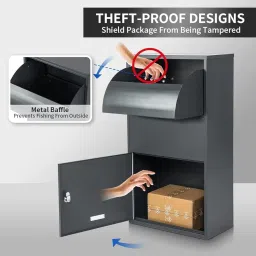 OGFC 48464 User Friendly Package Delivery Boxes for Outside,Extra Large Mailbox, Galvanized Steel Parcel Mailbox,Wall Mounted Lockable Anti-Theft for Outdoor Porch, Curbside. image 3