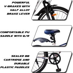 Vaux Ibex MTB Cycle for Men 27.5T with Front Suspension & V-Brakes, Single Speed Mountain Bicycle for Adults with 18" Steel Frame, Double Alloy Rims & Ralson Tyres(Matte-Blue) image 4