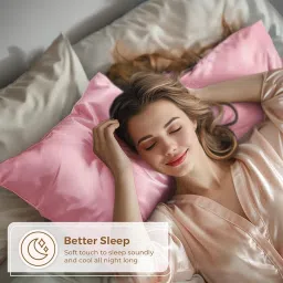 Premium Satin Pillowcase Set of 2 with Eye Mask & 3 Scrunchies | Silky Soft, Anti-Frizz, Skin & Hair Care Sleep Set | Luxury Gift Combo for Women & Girls (Pink) image 5