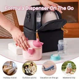 NCVI Baby Formula Dispenser On The Go, Formula Container to Go, Formula Holder for Travel, Outdoor Picnic with Baby Infant, Portable Container for Milk Powder, Snacks, Candy, Fruits (Pink, Cow) image 3
