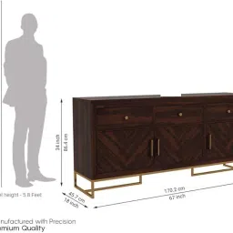 HAVORI FURNITURE Solid Sheesham Wood Sideboard Cabinet (Walnut, Roman) image 1
