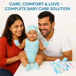 Mantravib 10-in-1 Baby Grooming Set, Multicolor, Cotton Blend, Complete Care Kit with Nail Cutter, Nose Aspirator, Crawling Support, Perfect for 0-36 Months image 1