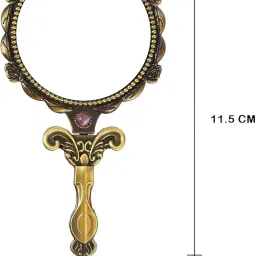 Seenoz Metal Vintage Hand Mirror, Rounded Shape Mini Vintage Style Makeup Mirror, Makeup Mirror with Back Side Rose Design, Antique, Retro Flower Pattern Mini Round Vanity Mirror (Pack of 1) image 1