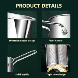 DRAPN Unique 1200 Ml Stainless Steel Deep Fryer Pot With Basket With Long Handle Oil Drip Drainer Rack Suitable For Frying French Fries-Chicken Wings-Pasta Used For Home-Hotel-Retaurant image 2