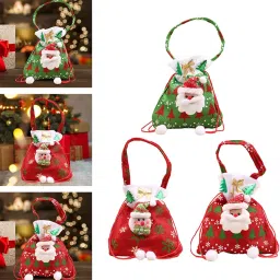 5xChristmas Doll Gift Bag Xmas Candy Bag for Christmas Xmas Party Holiday Green Santa image 5