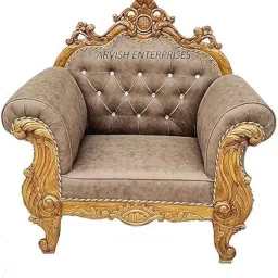 ARVISH ENTERPRISES Elegant Antique Sofa Set in a Classic Living Room Setting Solid Teak Wooden Five Seater Sofa Set with Cushion for Living Room | Honey Brown Finish | 208D x 76W x 119H Centimeters image 4