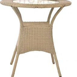 Jiomee Furniture™ Outdoor-Indoor Patio Rattan Wicker Stackable Garden Furniture 2 Seater Chair & Table Set (Wooden Brown Wicker) image 4