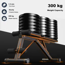 GERMANTECH FITNESS GT-Foldable Weight Bench - Adjustable Bench for Full Body Workout,Multi-Purpose Incline Decline & Flat 300Kg Capacity Fitness Gym Bench with Resistance Ropes For Home Workout - 2025 Version Black image 2