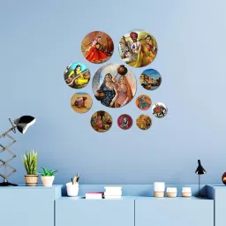 Moodpainter Handcrafted Indian Cultural Wall Art Collection, MDF Wooden Circular Photo Frames, Traditional Dance and Heritage Theme, Home Decor Wall Hanging Set image 4