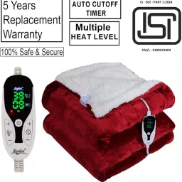 Warmland® BIS Certified ISI Mark Approved Diamond Range Digital Electric Bed Warmer/Blanket/Throw|90"X90" - Double| |1 to 12 Hr Auto/Manual Cutoff | Digital Display Temp Control| 5 Year Warranty image 1