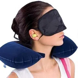 Star SAI Collection – Velvet Multicolour Travel Pillow Set with Eye Mask & Ear Buds | Soft Neck Support Cushion for Tourists, Flights, Car & Train Travel image 4