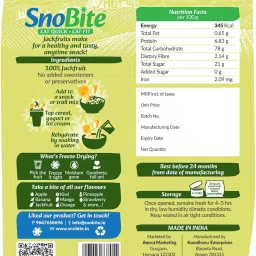 SnoBite Freeze-Dried Jackfruit Pouch | 100% Natural | No Added Sugar, Zero Preservatives | Healthy, Tasty, Gluten Free Snack for Adults and Kids | 16g image 1