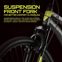 CRADIAC Stinger 21 Speed 27.5 inch Steel Geared High Performance Mountain Cycle for Men with Front Suspension & Dual disc Brakes | Ideal for 12+ Years, Unisex, Frame - 18.5 Inch (Grey/Green, 26 INCH) image 3