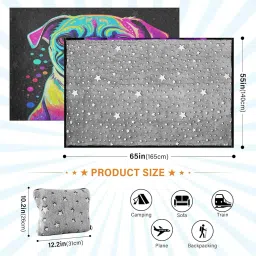 gaigeo Pug Dog in Rainbow Colors Glow in The Dark Blanket, Large Soft Travel Blanket, Long Flight Essentials image 2