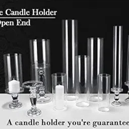 Rishabj Home Decoration Various Size Hurricane Candleholders, Chimney Tube, Glass Cylinder Open Both Ends, Open Ended Hurricane, Glass Shade Candle Holders Set of 2 (3" Wide x 5" Tall image 2