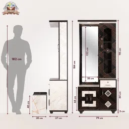 SARVESH Wooden Dressing Table with Mirror and Stool, 6 x 2.5 Feet, Multiple Storage Drawers image 5