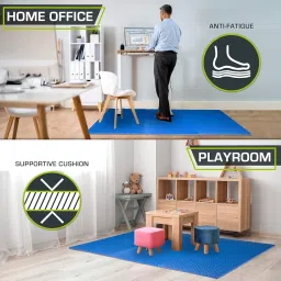 Bulldesk Puzzle Exercise Mat EVA Foam Interlocking Tiles, 24 Square Feet, Blue image 2