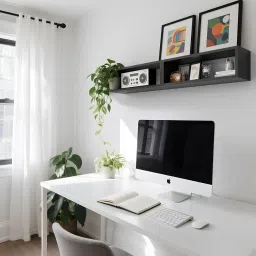 EVETO 24in Floating Cube Shelves Set of 2 Decorative Wall Mounted Rectangle Shelves for Kitchen Living Room Bedroom Office Storage and Display Black Wooden Hanging Shelves - Black image 1