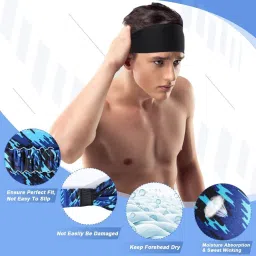 aryan hosiery Aryan Hosiary Non Slip Elastic Headband Sweat Band Hairband Headwrap Headwear Athletic Thick Non Slip Yoga Use for Running Cycling Basketball Running Gym Yoga Workout for Men Women (Blue Green Maroon) image 5