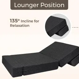 uberlyfe 1 Seater Sofa Cum Bed | Jute Fabric Washable Cover | Dark Grey | 3' X 6' Feet image 4