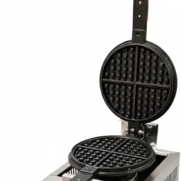 Shoppers Hub PNQ GAS Based Waffle Maker Round Shaped 4 Slot with Wooden Handle for Perfect Fluffy Belgian Waffle Making for Heavy Duty Use In Waffle Outlets, Cafes, Hotels, Restaurants, Bakeries. image 1