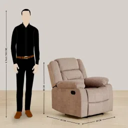 Home Centre 1 Seater Cairo Fabric Recliner| Fabric Recliner| (Beige) |2 Year Warranty image 1