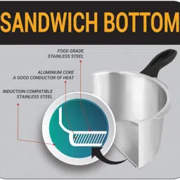 Pigeon By Stovekraft 14549 Induction Base Outer Lid Stainless Steel Pressure Cooker,3 Liters,Silver image 3