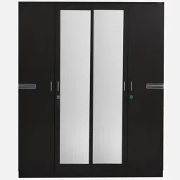 Engineering Wood Wardrobe with Drawers with Modern Look and Classic Design, Black image 2