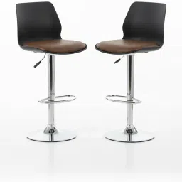 Aarpee Furnitures REVOLVING Height Adjustable BAR Stool/Kitchen Chair Suitable for Kitchen, Cafeteria, Dining,Pubs, Office,Shops - Pair of 2 (Black and Brown) image 4