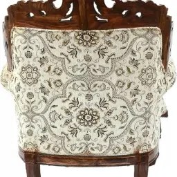 Woodkartindia Royal Design Maharaja Look Sofa Set with Walnut Finish, Teak Wood Carved 5 Seater Sofa Set for Living Room Furniture(3+1+1 Seater) (Maharaja Look) image 4